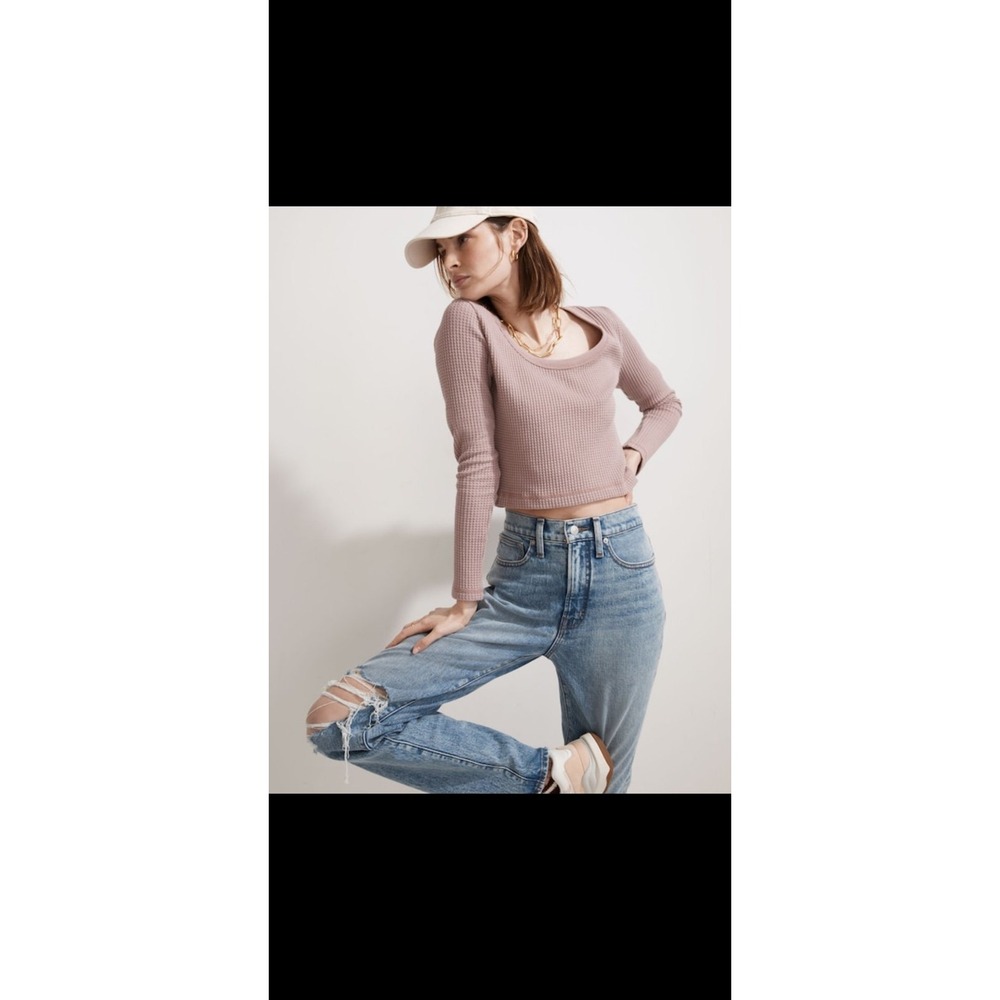 Madewell MWL Waffle Long-Sleeve Crop Tee, size Large